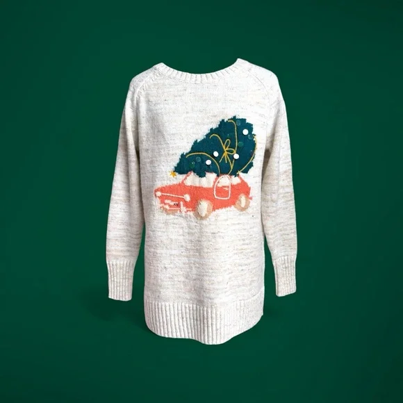 Kohl's Festive Sweater with Red Car and Green Tree - Picture 3 of 8